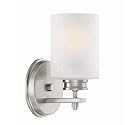 Kira Home Phoebe 8" Modern Wall Sconce with Frosted Seeded Glass Cylinder Shade, Industrial Silver Wall Light with Cylinder Glass Shade, Brushed