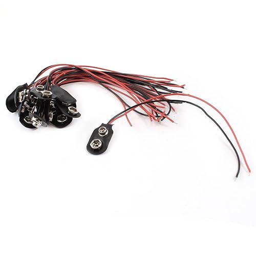 uxcell 15Pcs 15cm Wire 9V 9 Volt Battery Clip Connector Lead I Type