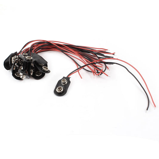 uxcell 15Pcs 15cm Wire 9V 9 Volt Battery Clip Connector Lead I Type