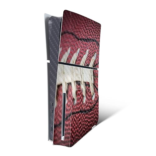 MightySkins Carbon Fiber Skin for PS5 Playstation 5 Slim Disc Edition Console Only - Football Laces Protective Durable Textured Carbon Fiber Finish