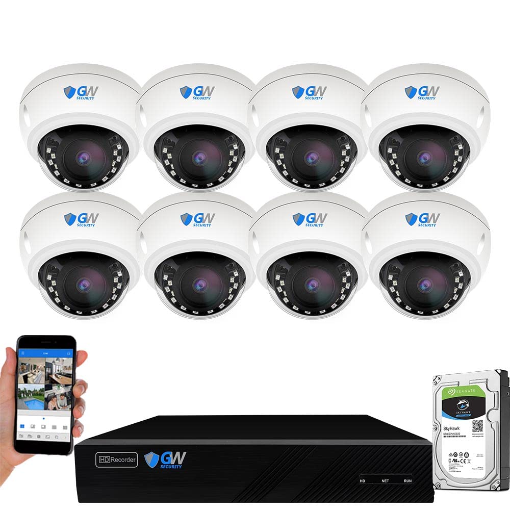 GW Security 8 Channel 4K NVR 8MP AI Human Vehicle Detection Starlight Color Night Vision Security Camera System with 8 UHD 4K 2160P Microphone PoE