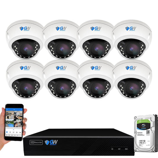 GW Security 8 Channel 4K NVR 8MP AI Human Vehicle Detection Starlight Color Night Vision Security Camera System with 8 UHD 4K 2160P Microphone PoE