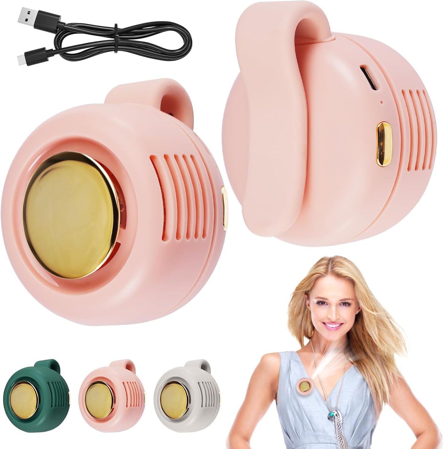 sncsiuw 2026 New Portable Clip-On Fan, 360° Rotatable Mini Bladeless Fan for Shirt & Waist, 3-Speed Quiet Wearable Personal Fan, USB-C Rechargeable