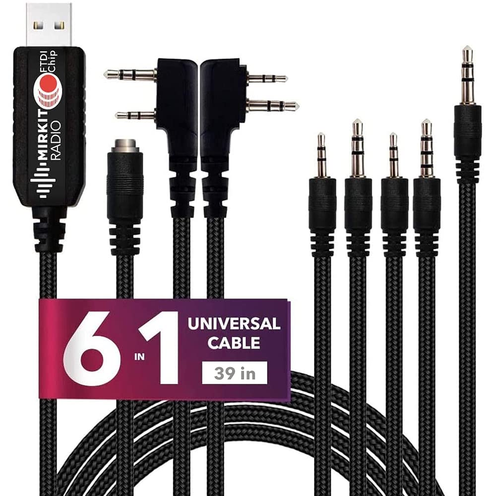 MIRKIT FTDI USB Baofeng Programming Cable 6 in 1 Model 5 for Flashing Ham Radios: Baofeng Radio, Wouxun, Kenwood, Motorola, Yaesu