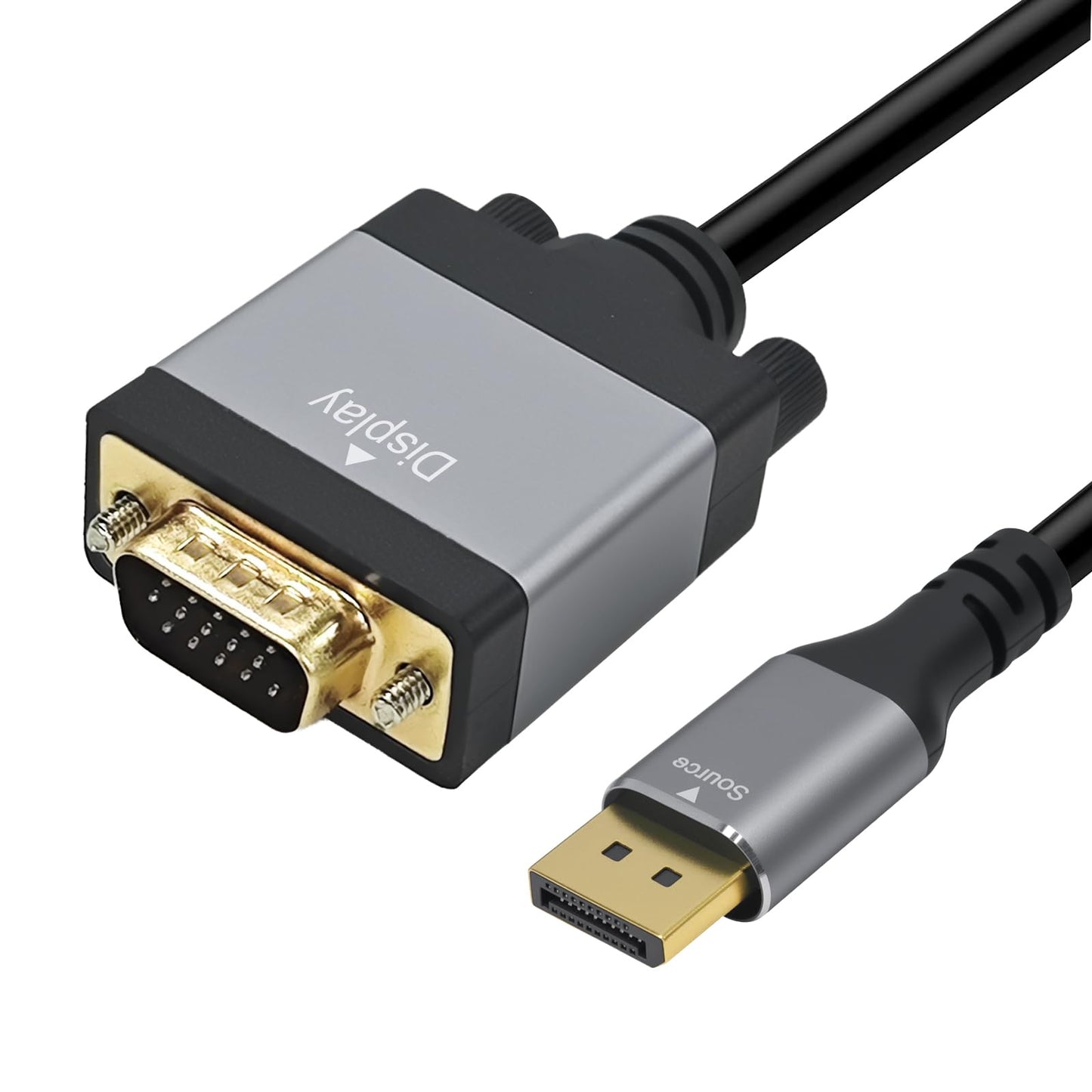 Cyberguys! DisplayPort to VGA Cable 10ft, DP to VGA Cable w/Secure Latch & Gold-Plated Connectors Plug & Play Male-to-Male Display Port Adapter Cables