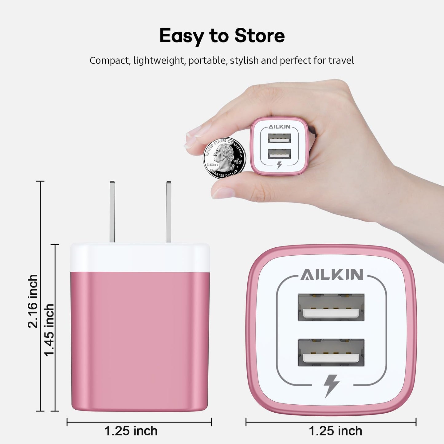 USB Wall Charger, Charger Block, AILKIN Multiport Fast Charge Power Brick