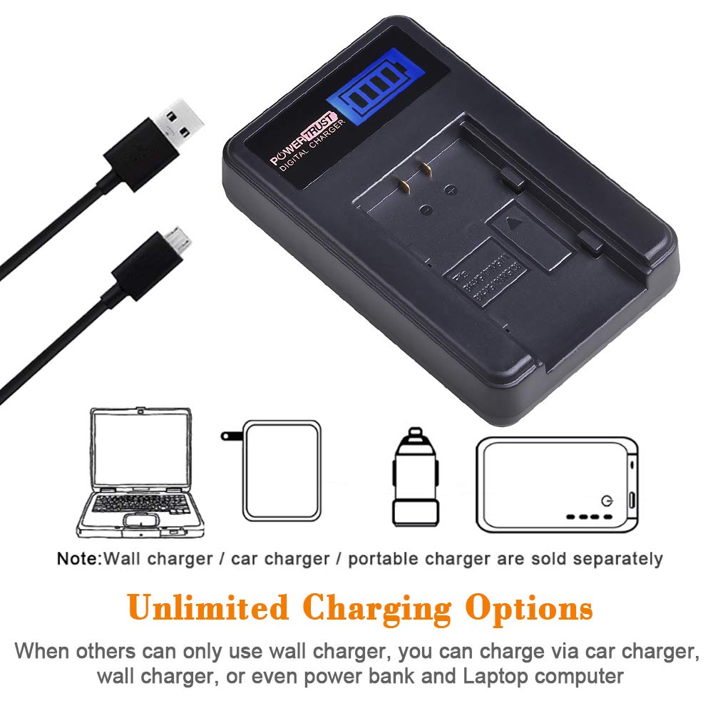PowerTrust 1-Pack BN-VG114 Battery + LCD USB Charger for JVC BN-VG107 BN-VG107U BN-VG108U BN-VG108E BN-VG114U BN-VG121U BN-VG138U BN-VG138 Camcorder