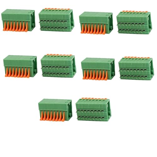 uxcell 10pcs KF141R 150V 2A 2.54mm Pitch 8P Green Spring Terminal Block for PCB Mounting