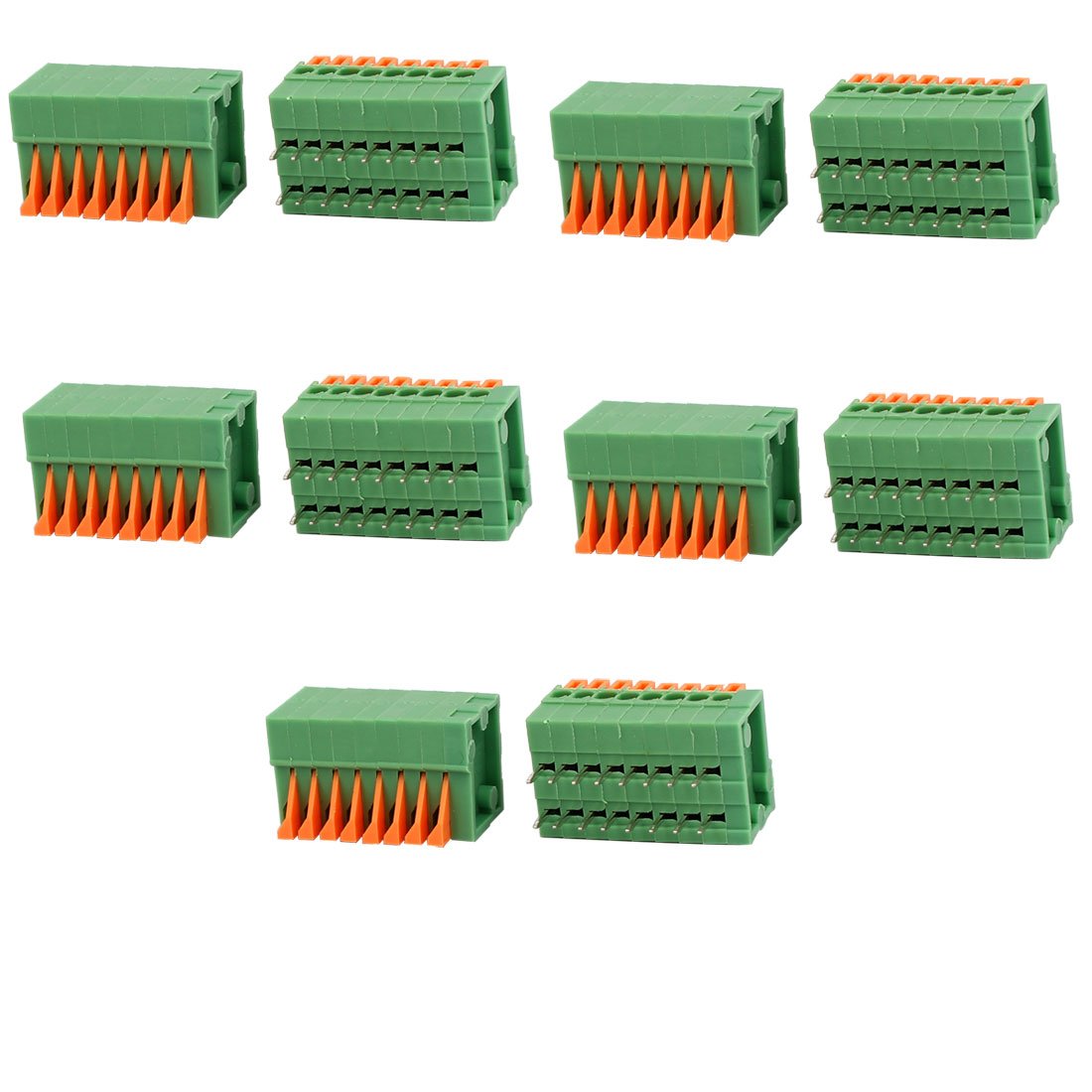 uxcell 10pcs KF141R 150V 2A 2.54mm Pitch 8P Green Spring Terminal Block for PCB Mounting