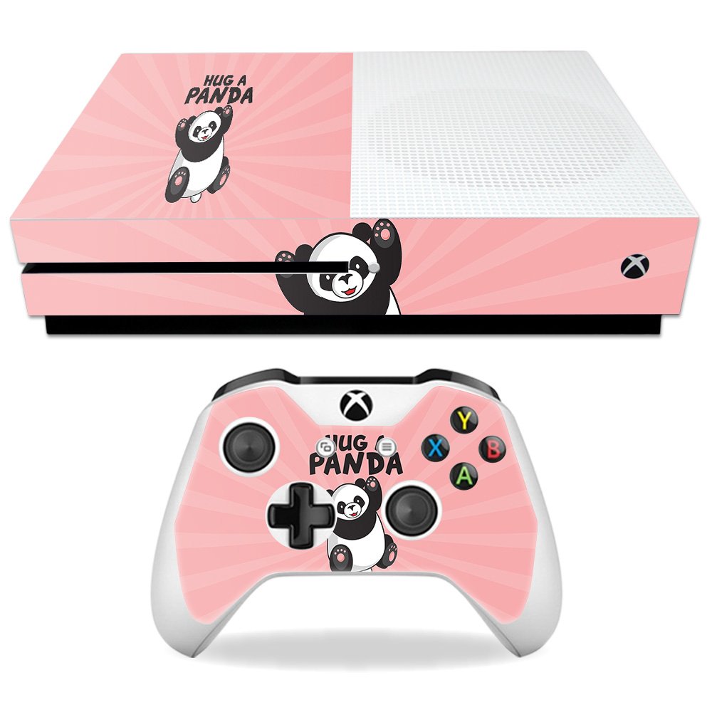 MightySkins Skin Compatible with Microsoft Xbox One S - Hug A Panda | Protective, Durable, and Unique Vinyl Decal wrap Cover | Easy to Apply, Remove