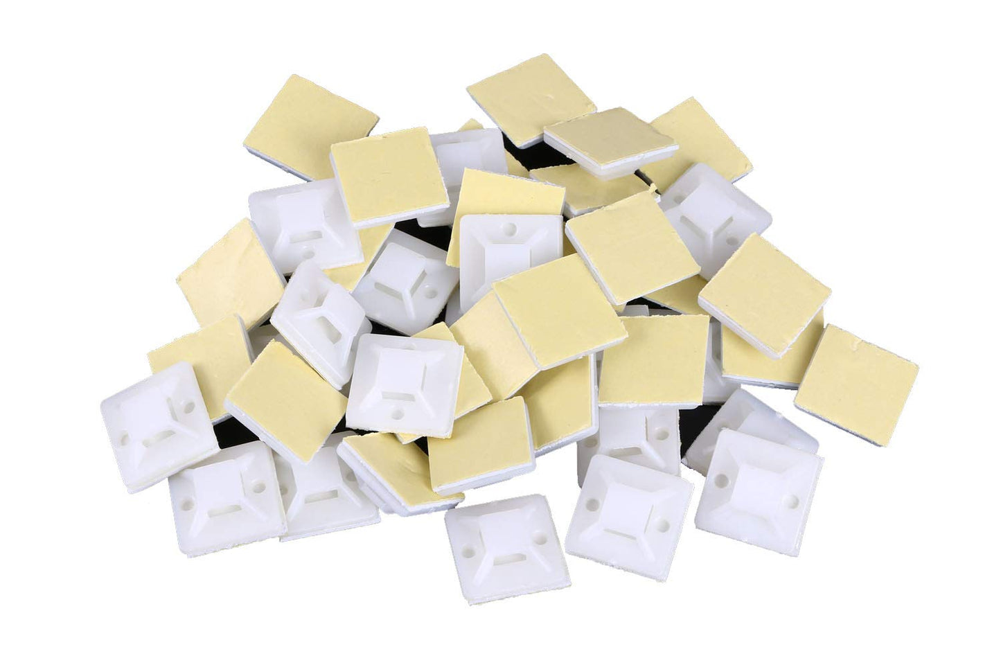 Mini Skater White Nylon Plastic Square Type Self-Adhesive+Screws Hole Mounting Wire Bundle Fixer Holders Organizer,5mm Cable Tie Wire Rope Tube