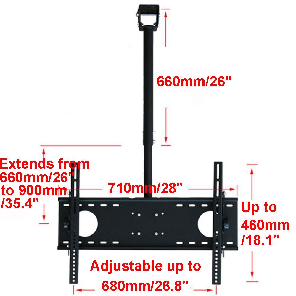 VideoSecu LCD Plasma Flat Panel TV Ceiling Mount Bracket for Most 37-75" Plasma TV Flat Panel Display LED Television with VESA 200x200 400x400 600x400