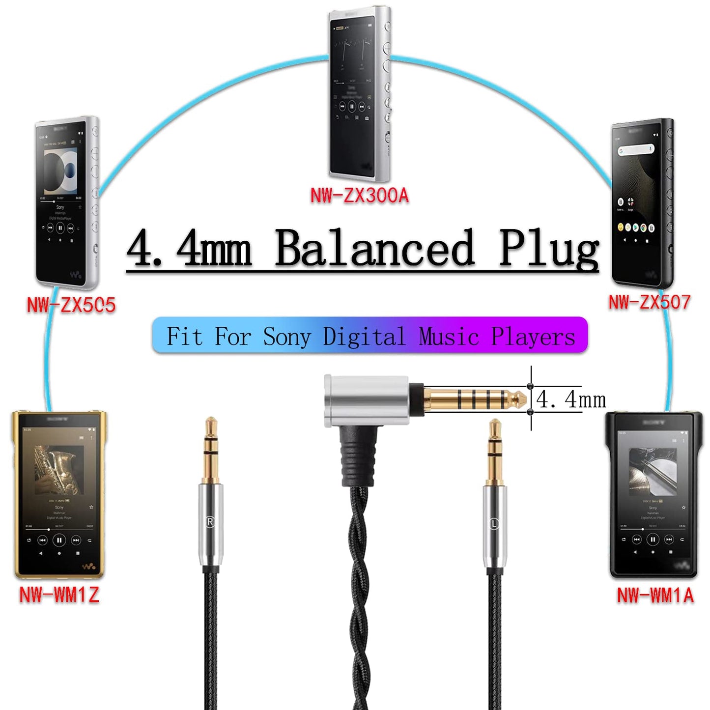 FAAEAL HE400SE Balanced Cable,Compatible for Hifiman Sundara HE4XX HE-350 HE1000 HE-400i(New Edition) HE560,4.4mm to Dual 3.5mm Works on Sony WM1A…