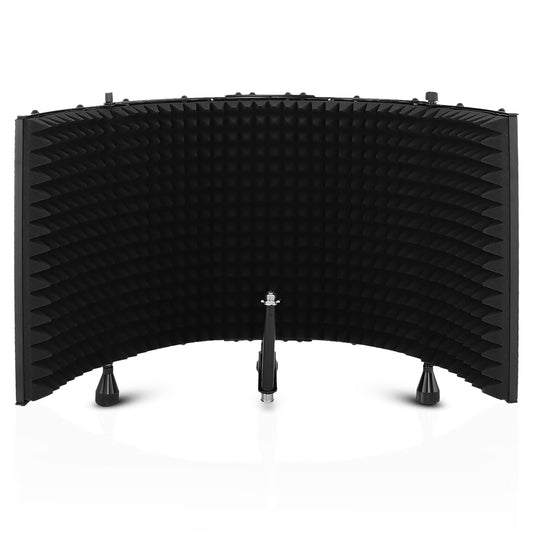 Pyle Microphone Isolation Shield with Soundproof Foam, Portable Vocal Recording Booth for Studio & Podcast, Adjustable Folding Acoustic Panels, Shock