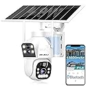 GENBOLT Solar WiFi Security Camera Outdoor Wireless, 8W 15600mAh Battery Powered Home Surveillance Cam CCTV with Dual View, Dual Lens Spotlight IP Cam