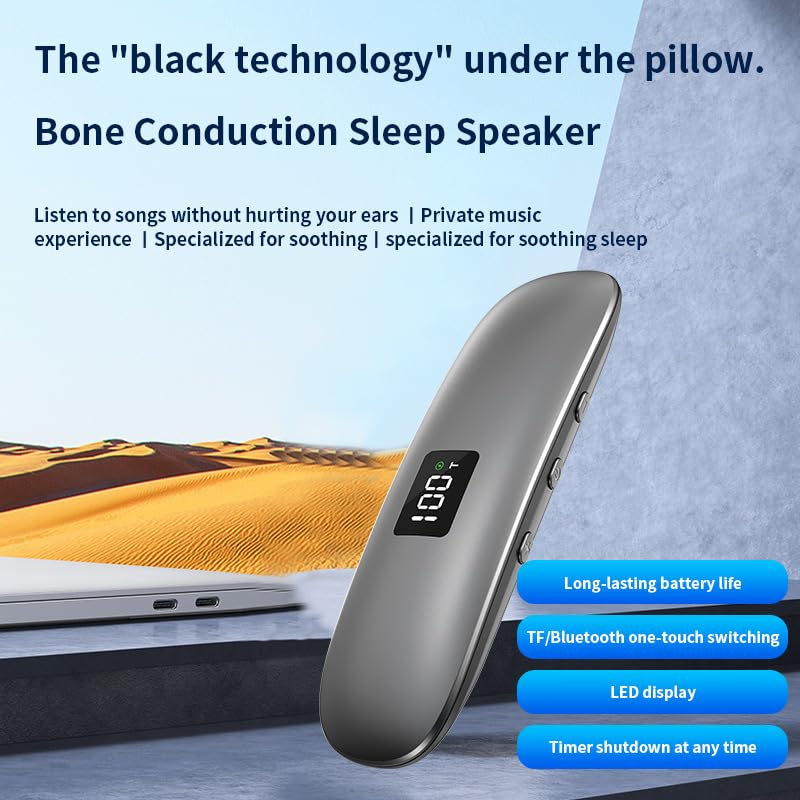 Micool Bone Conduction Sleep Speaker - 15H Battery, Bluetooth 5.3 & TF Card Mode | Under-Pillow Design for Private Music & Soothing Sleep