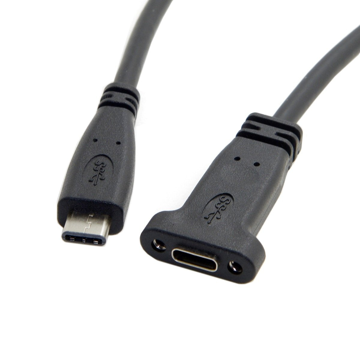 cablecc USB-C USB 3.1 Type C Male to Female Extension Data Cable with Panel Mount Screw Hole