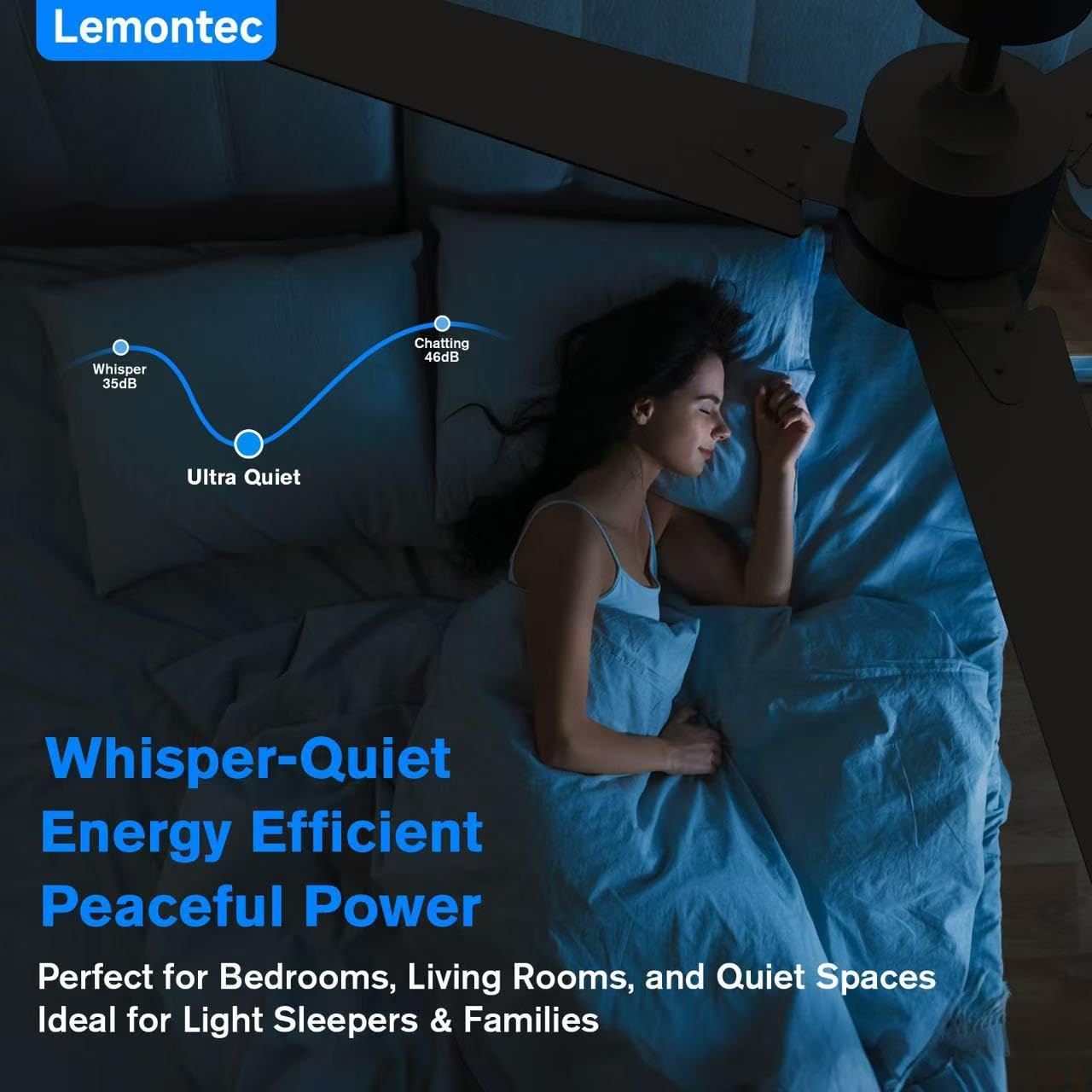 Lemontec Ceiling Fans with Lights 52" Low Profile Indoor Ceiling Fan with Light and Remote/APP Control, Flush Mount, LED Dimmable DC Reversible Modern