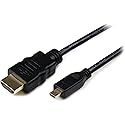 StarTech.com 3ft Micro HDMI to HDMI Cable with Ethernet - 4K 30Hz Video - Durable High Speed Micro HDMI Type-D to HDMI 1.4 Adapter Cable/Converter