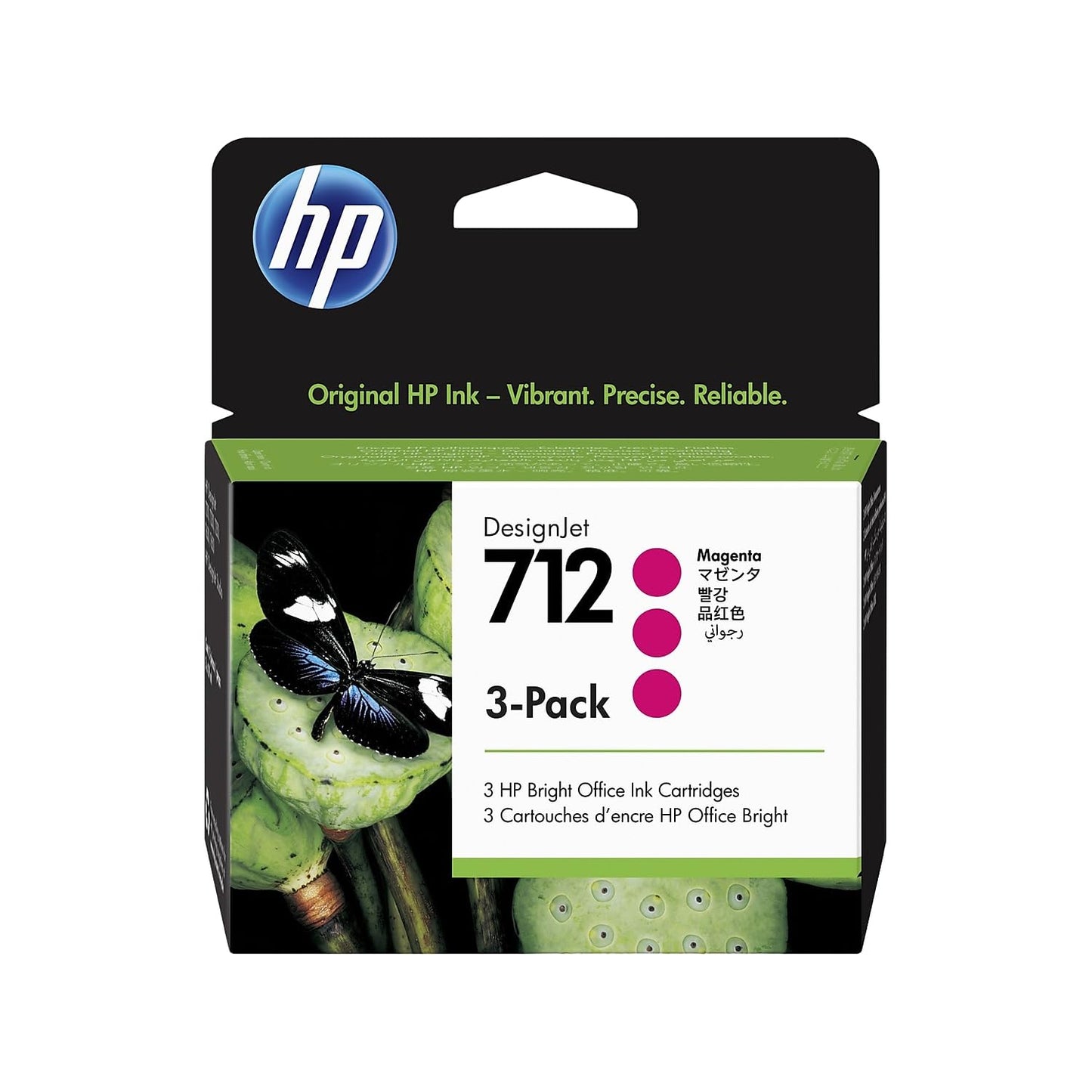 HP 712 Magenta 29-ml 3-Pack Ink Cartridges (3ED78A) for DesignJet T650, T630, T230, T210 & Studio Plotter Printers