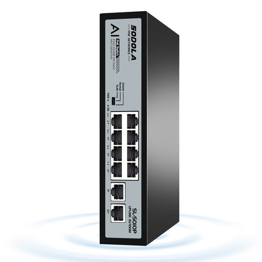 SODOLA 8 Port PoE Switch 100Mbps,120W,8×PoE+ 100Mbps, 2×Uplink,802.3af/at