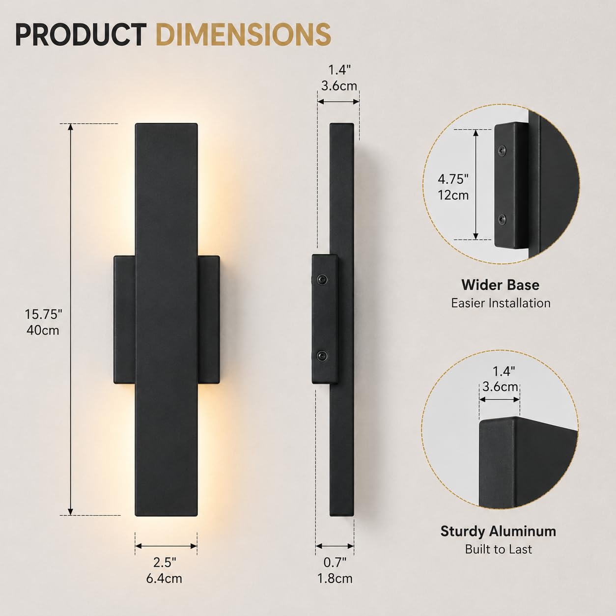 OUVR Outdoor Modern LED Wall Light, Linear Exterior Sconce, Waterproof Porch Light with Remote,3000K 4000K 5000K Dimmable Outdoor Lighting for Garage