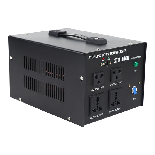 3000W Voltage Converter Transformer with USB, Step-Up/Step-Down 220V to 110V or 110V to 220V Power Converter, Circuit Breaker Protection, CE Certified