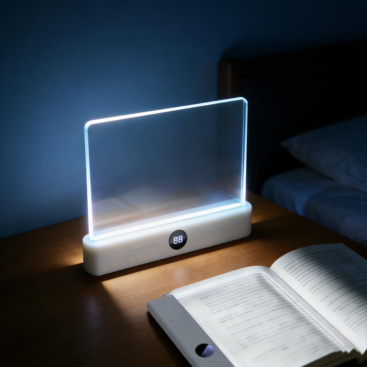 LED Book Light and Night Light 2 in 1,Rechargeable Clear Flat Panel Reading Lamp with 3 Color Temperatures, Dimmable & Timer, Full Page Illumination