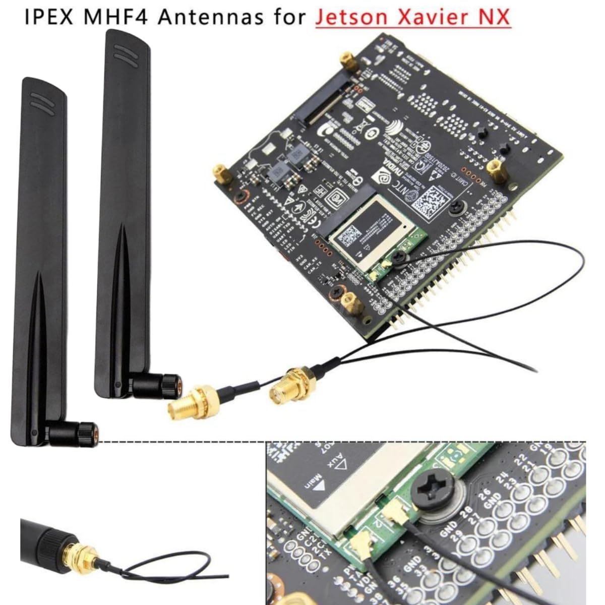 10dBi 2.4GHz 5GHz 5.8G Dual Band WiFi RP-SMA Male High Gain Antenna & MHF4 to RP SMA Female Cable Antenna for NGFF M.2 AX200 9260 WiFi Card Wireless