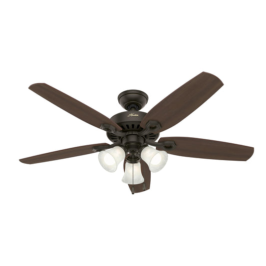 Hunter Fan 52 inch New Bronze Ceiling Fan - Three-Light Fitter with Swirled Marble Glass (Renewed) (New Bronze)