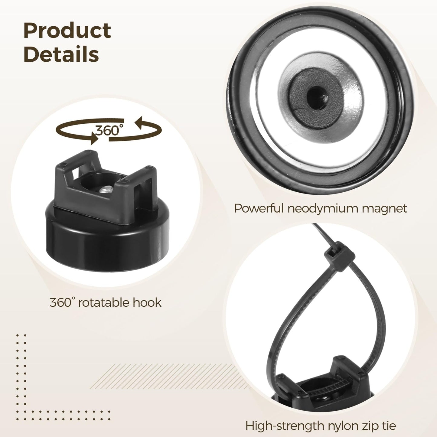 Magnetic Cable Zip Tie Mounts, 50 Pcs Magnets with 200 Pcs Cable Zip Ties, Multipurpose Magnetic Cable Holder for Cable Management, Wire Management