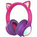 FosPower Kids Bluetooth 5.2 Headphones with LED Cat Ears (85/94dB Safe Volume Limit) Foldable Wireless or Wired Headset with 100hr Play Time…