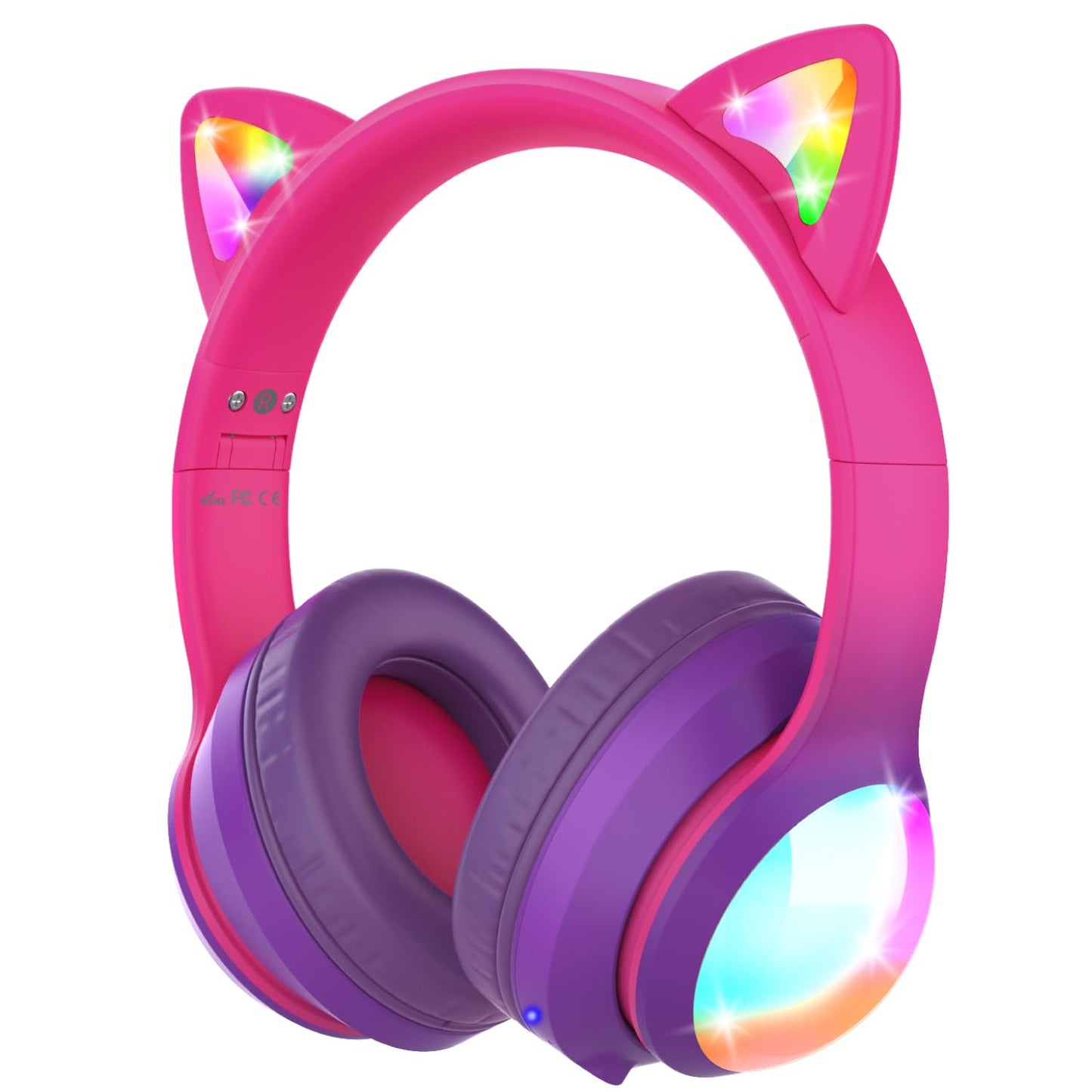 FosPower Kids Bluetooth 5.2 Headphones with LED Cat Ears (85/94dB Safe Volume Limit) Foldable Wireless or Wired Headset with 100hr Play Time…