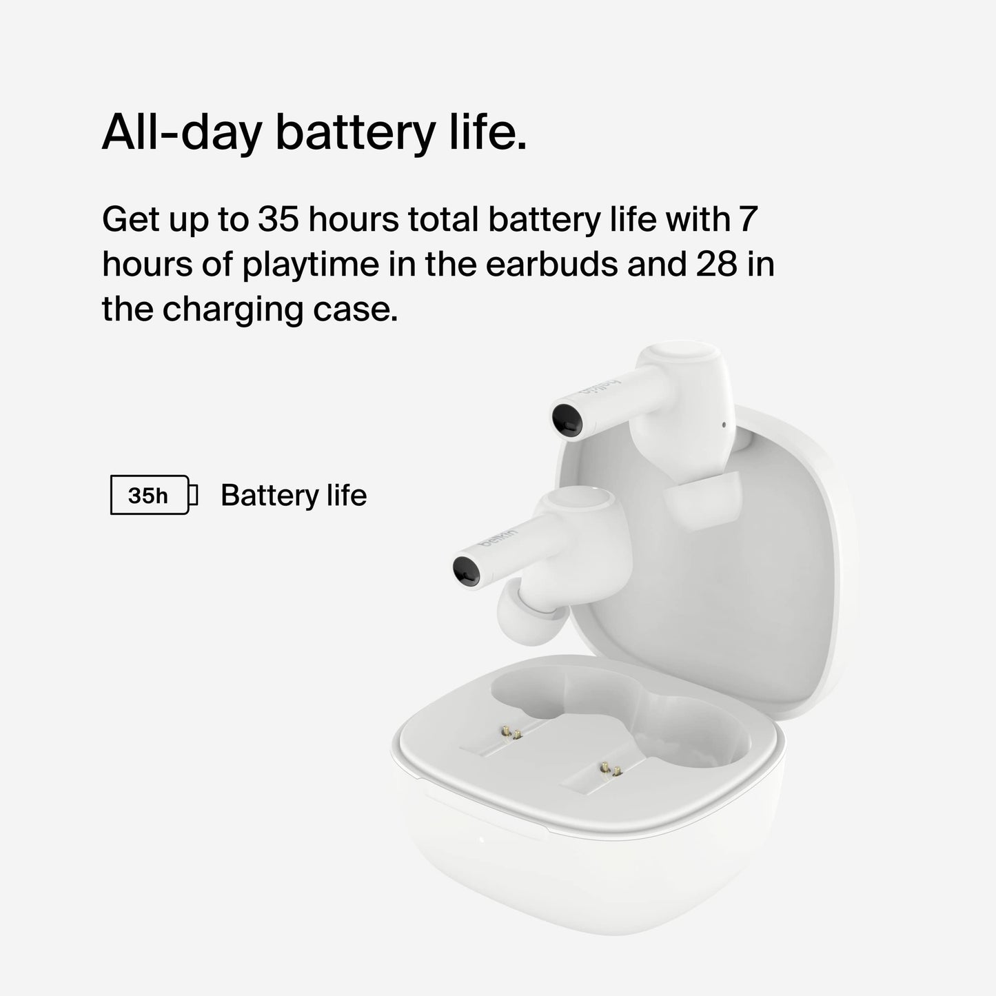 Belkin SoundForm™ Pulse Noise Cancelling Earbuds, Wireless Ear Buds with Wireless Charger Case & Dual Microphone - IPX5 Water Resistant Bluetooth…