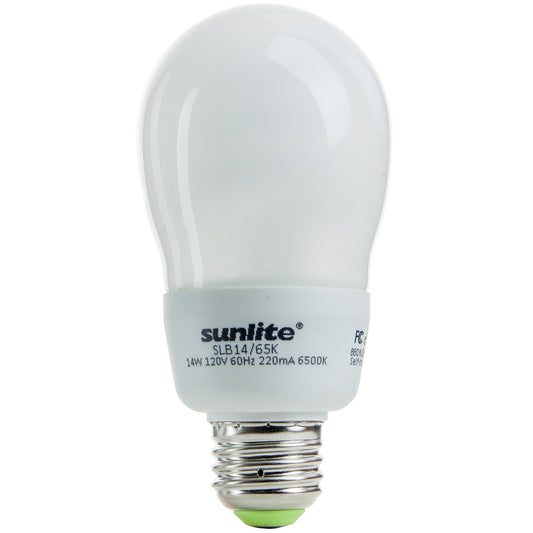 Sunlite 05309-SU Compact Fluorescent A19 Light Bulb, 14 Watts (40W Equivalent), Medium Base (E26), 750 Lumens, 10,000 Hour Life Span, UL Listed, 65K