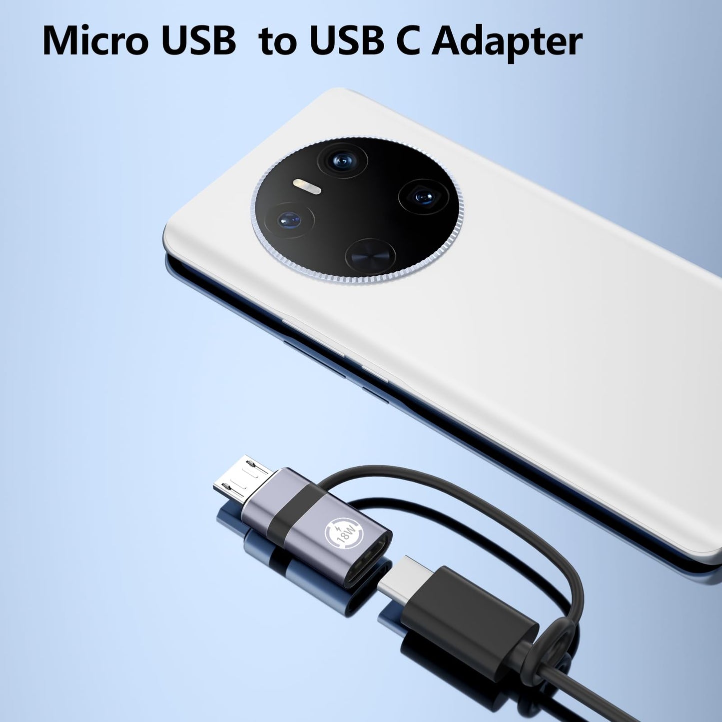 Liaoan USB C to Micro USB Adapter, 4 Packs, Supports 18W Fast Charging and Data Transfer, Suitable for USB C Socket to Micro Plug Adapter, not…
