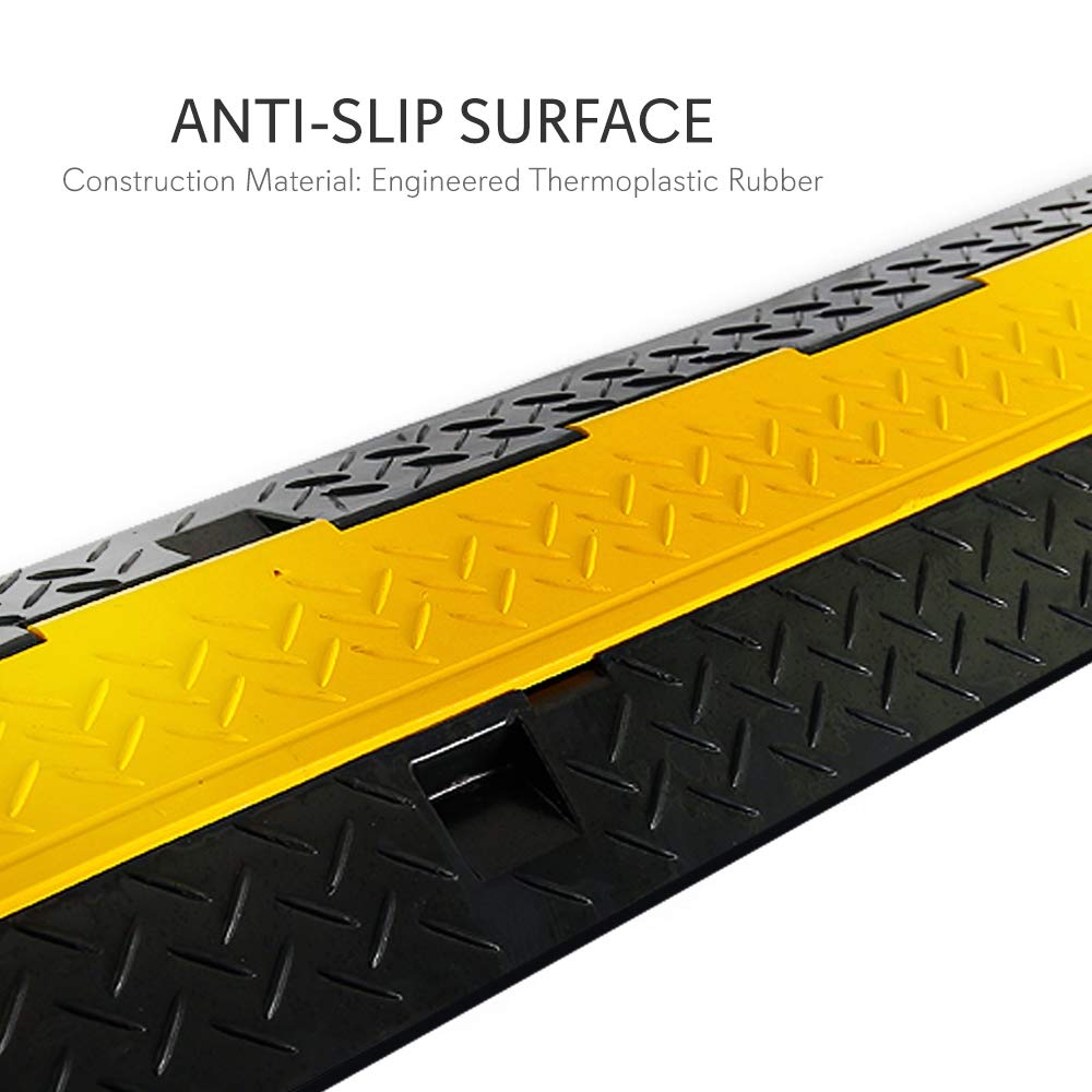 Pyle Durable Cable Protective Ramp Cover - Supports 11000 lbs, Single Channel Heavy Duty Cord Protection with Flip-Open Top Cover, 39.4”x5.11”x1.8”