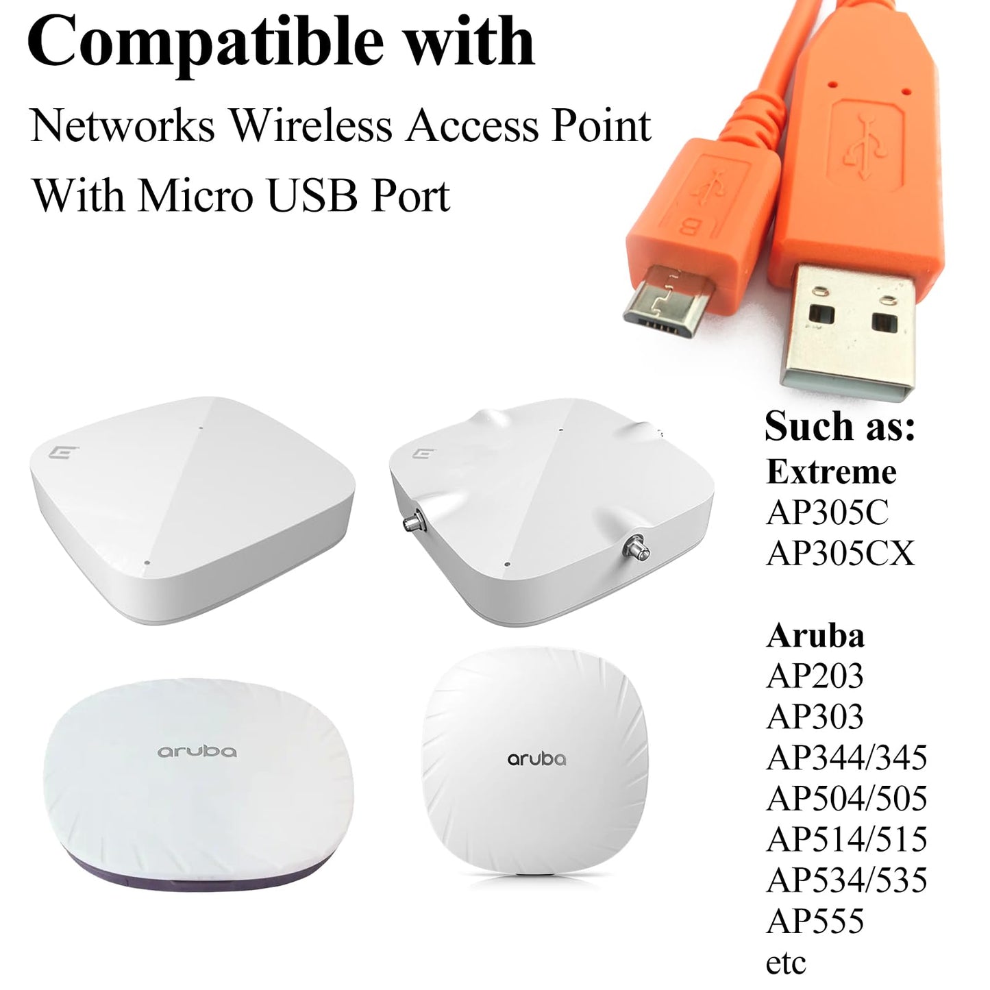 Sinforcon FTDI USB to Micro USB Console Cable for Aruba AP203 AP303 AP505 AP515 A535 AP555 Orange CBL SERU JY728 JY728A