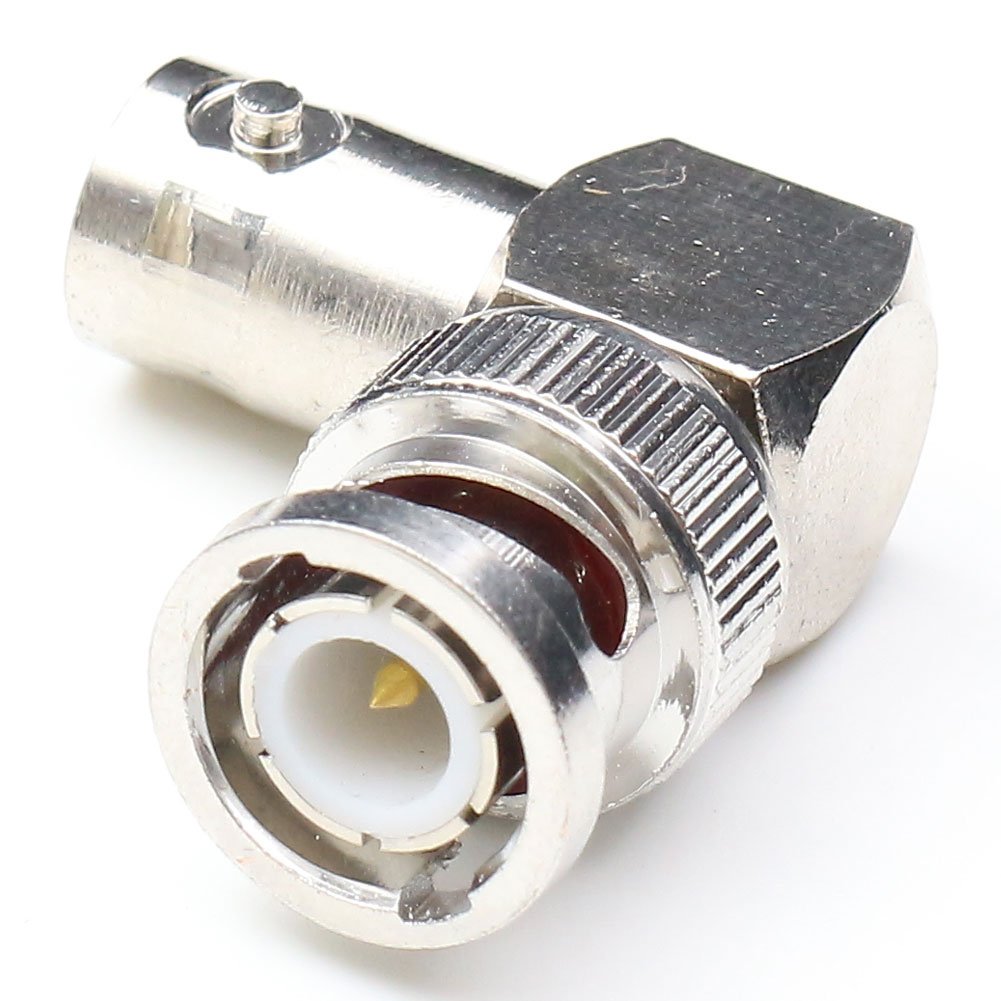 ANHAN BNC Male to Female Right Angle Connectors, Coax Cable Adapters, 90 Degree RF Coaxial Connector for CCTV (2 Packs)
