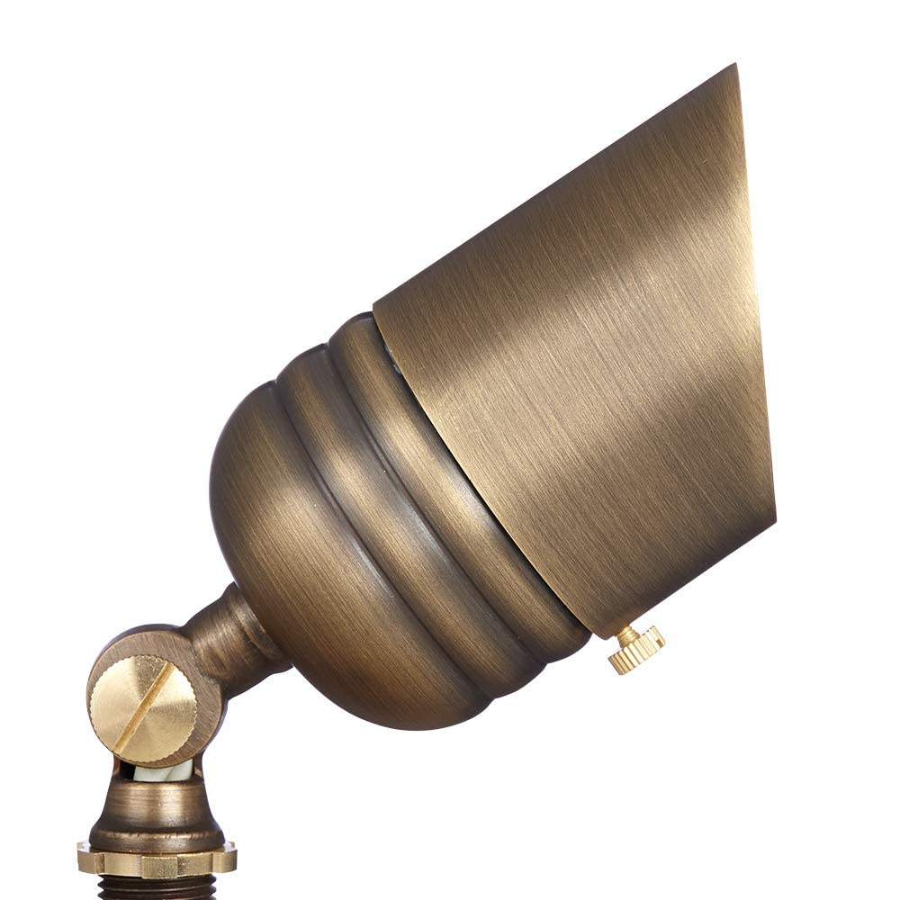 VOLT Fat Boy 12V Brass Outdoor Spotlight (Bronze) with 5W 2700K Warm White 400 Lumen MR16 LED Bulb for Low Voltage Landscape Lighting of Yard, Lawn