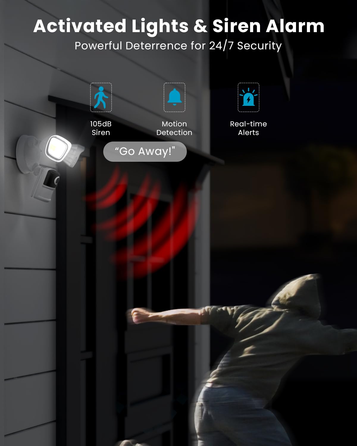 ieGeek Floodlight Camera, 5MP Outdoor Home Security Light with Cameras, 5G/2.4G WiFi Wired Flood Light Cam with Smart Motion Sensor/Siren, Color Night