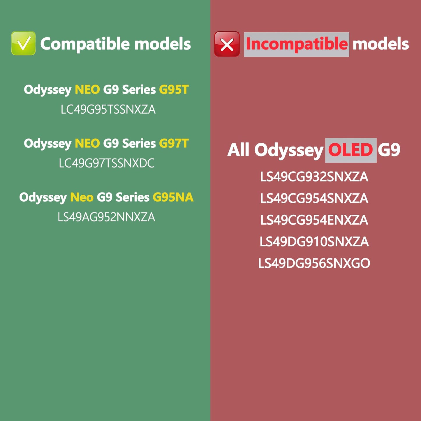 Odyssey G9 VESA Adapter Compatible with Samsung Odyssey Neo G9 49 inch G95T G97T G95NA Monitor Wall Mount LC49G95TSSNXZA LC49G97TSSNXDC LS49AG952NNXZA
