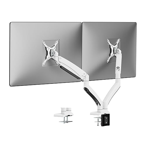SIIG Dual Monitor Desk Mount, 17" to 35", USB 3.0 and Audio Extend Ports, Fits Two Flat/Curved Monitors, Load Bearing 33 lbs max Each, VESA 75x75