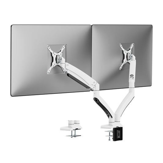 SIIG Dual Monitor Desk Mount, 17" to 35", USB 3.0 and Audio Extend Ports, Fits Two Flat/Curved Monitors, Load Bearing 33 lbs max Each, VESA 75x75