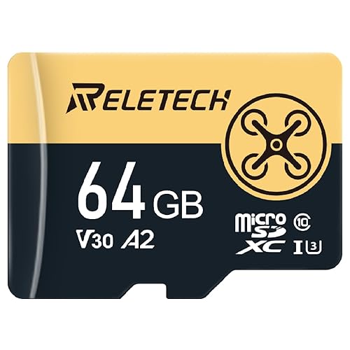 Reletech 64GB TF Card Memory Card with Adapter, 4K Camera Pro, A2 V30 for Smartphone, Gopro, Action Cams, 4K UHD Video, for Nintendo-Switch, Up
