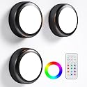 BESTDLCLITE LED Puck Lights with Remote, 13-Color Under Cabinet Lighting Wireless, Battery Operated Stick-On Lights, Dimmable Push Light