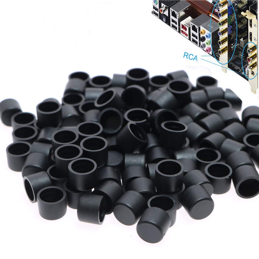 RCA Female Connector Dust Proof Cap Protector Cover 100 Pcs Black