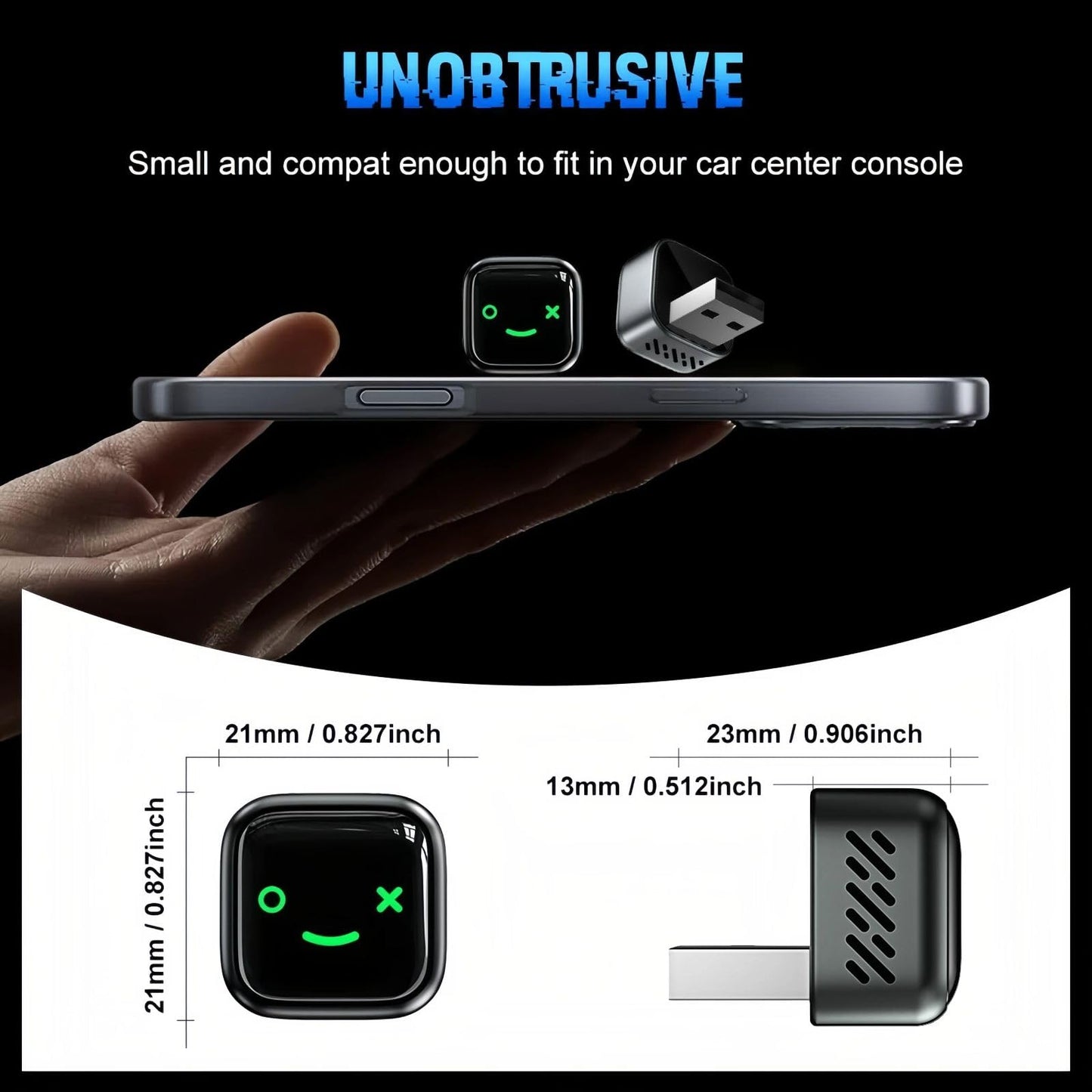 HNSYCHH Mini CarPlay & Android Auto Adapter, Wireless Car Play Adapter, Plug and Play, No Delay, Auto Reconnect, Stable Connection,Convert Wired