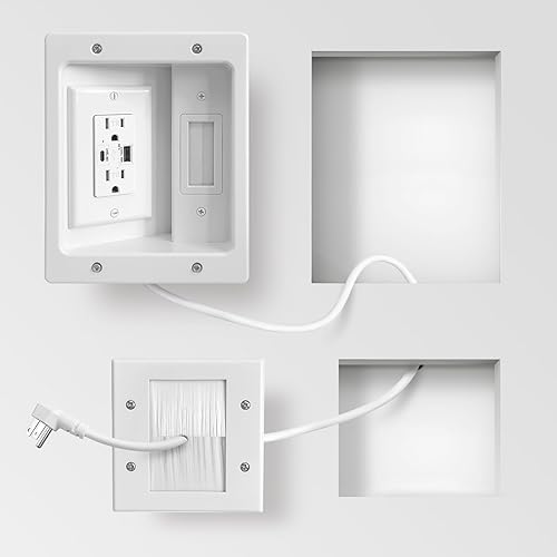 GEVINFA in-Wall TV Cable Management Kit with Power, Dual Outlets, USB-A & USB-C Ports, 9ft/109in Cord, Includes Wall Cutting Tools, Hide TV Wires for