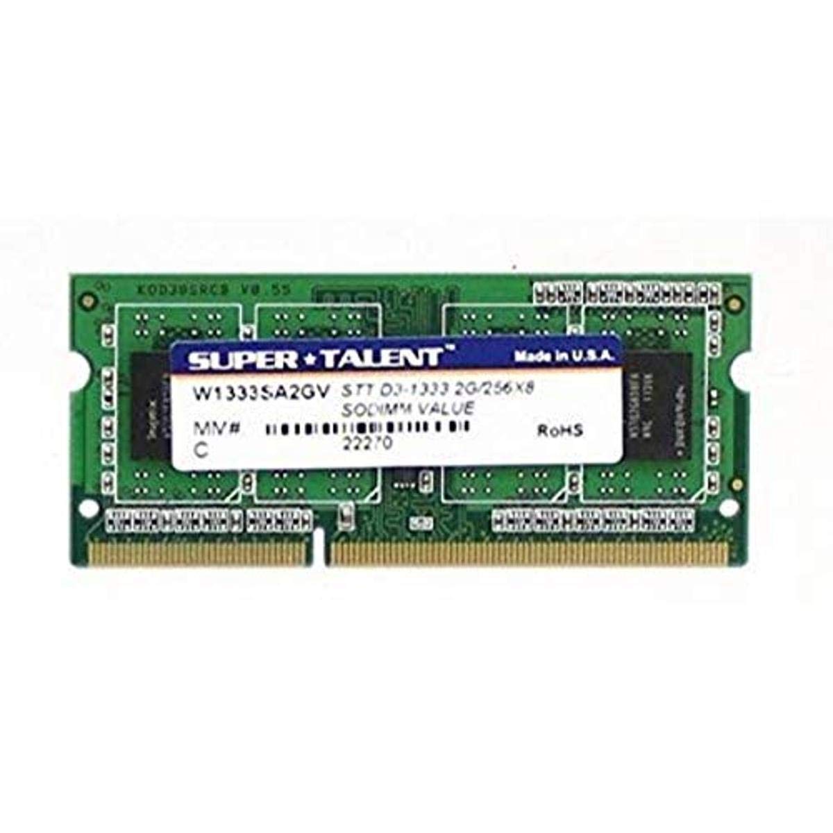 Super Talent DDR3 1333 SODIMM 2 GB/256X8 Notebook Memory W1333SA2GV